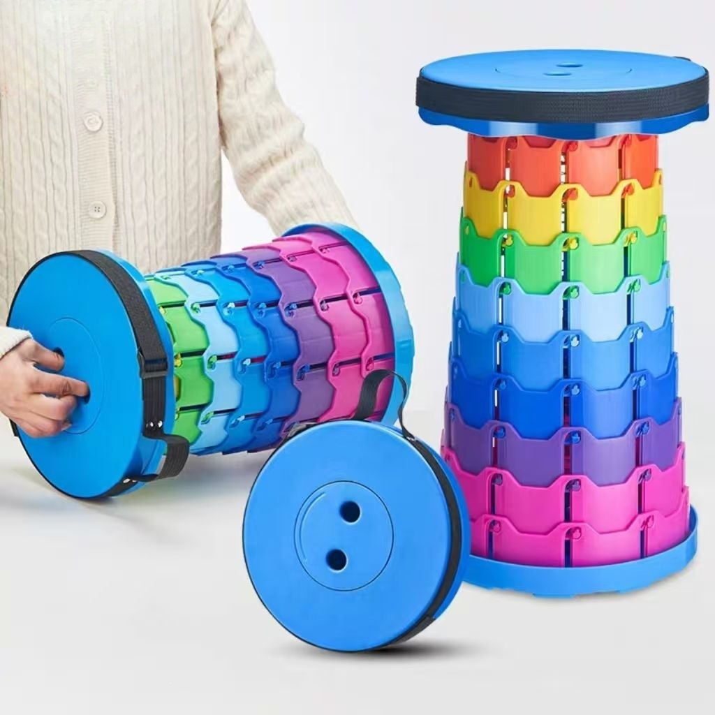 Outdoor Furniture Set - Regenboog Telescopische Campingkruk Draagbaar Verdikt Opklapbaar