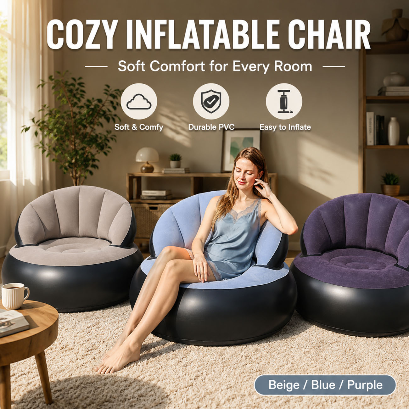 Outdoor Furniture Sales - Opblaasbare stoel voor volwassenen, comfortabele lounge